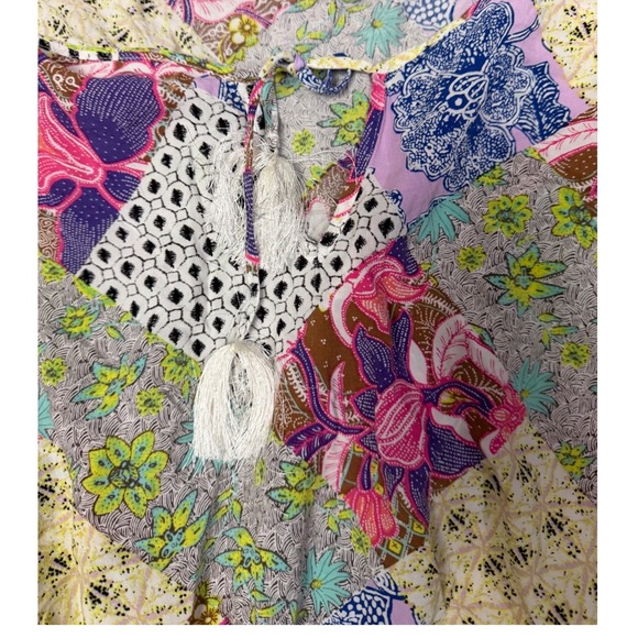 Victoria's Secret Bohemian Patchwork Tassel Kimono Cover Up Women XL Beach Chic - Picture 4 of 4